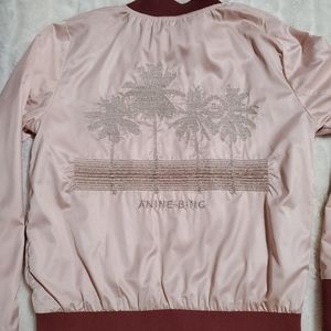 Anine Bing Reversible Luxury Pink Satin  Bomber Jacket in excellent condition